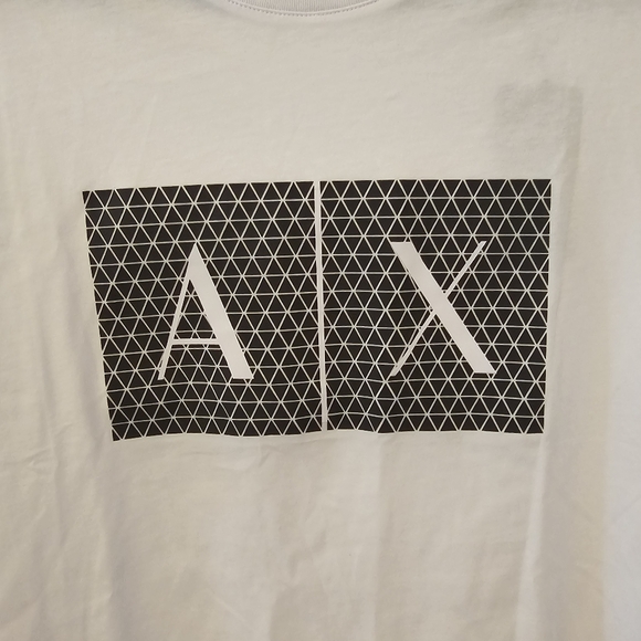 White and Black Armani Exchange Men's Slim Fit Logo T-Shirt - Picture 2 of 7